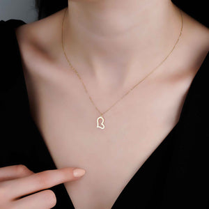 Sideways Heart Charm Necklace in Solid 14k Gold
