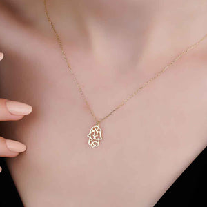 Minimalist Hamsa Hand Charm Necklace in Solid Gold