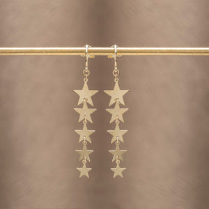 Bold Star Extra Long Drop Earrings in Gold
