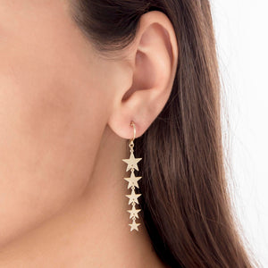 Bold Star Extra Long Drop Earrings in Gold
