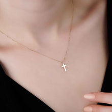 Load image into Gallery viewer, Tiny Gold Religious Cross Charm Necklace
