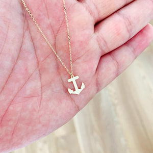 Solid 14kt Gold Anchor Mariner Charm Necklace