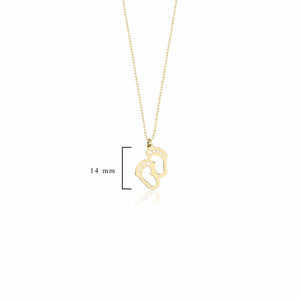 Gold Baby Feet Charm Necklace with Adjustable Chain