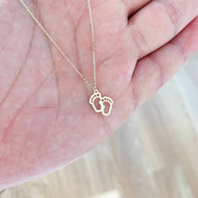 Load image into Gallery viewer, Gold Baby Feet Charm Necklace with Adjustable Chain
