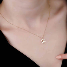 Load image into Gallery viewer, Delicate Snowflake Winter Charm Necklace in Real Gold
