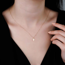 Load image into Gallery viewer, Dainty Starburst Charm Necklace in Solid Yellow Gold

