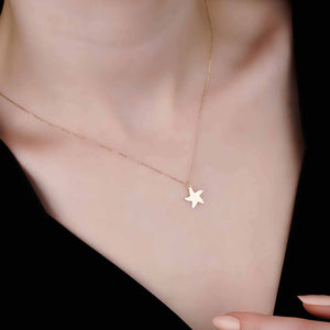Simple 14k Starfish Nautical Charm Necklace