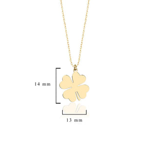 Four Leaf Shamrock Charm Necklace in Real Gold