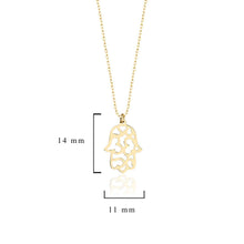 Load image into Gallery viewer, Minimalist Hamsa Hand Charm Necklace in Solid Gold

