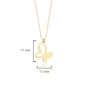 Thin Butterfly Charm Necklace in Solid Gold