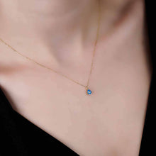 Load image into Gallery viewer, Pear Shaped Blue Evil Eye Charm Necklace in 14k Solid Gold
