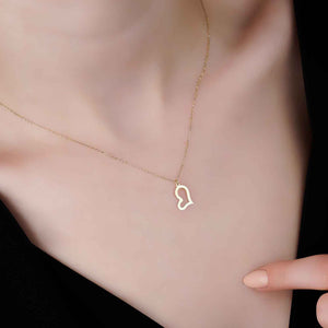 Sideways Heart Charm Necklace in Solid 14k Gold
