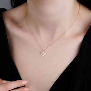 Thin Tiger Face Charm Necklace in Real 14kt Gold