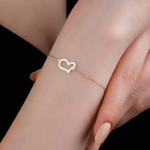 Load image into Gallery viewer, Sideways Heart Charm Bracelet in Solid 14kt Gold
