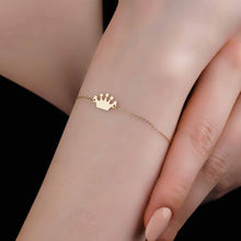 Load image into Gallery viewer, Cute Crown Charm Bracelet in 14k Solid Gold
