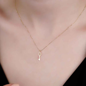 Tiny Key Charm Pendant in Real 14k Gold