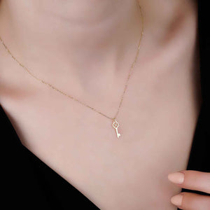 Tiny Key Charm Pendant in Real 14k Gold