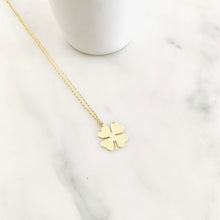 Load image into Gallery viewer, Four Leaf Shamrock Charm Necklace in Real Gold
