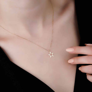 Celestial Star Charm Necklace in 14k Solid Gold