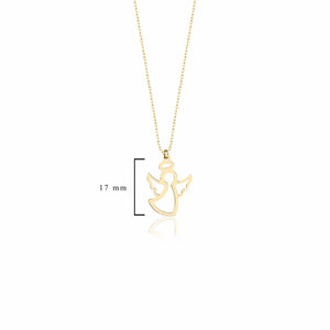Solid Gold Flying Angel Charm Necklace