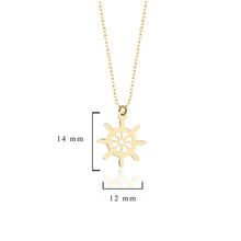 Load image into Gallery viewer, Solid Yellow Gold Ship Wheel Charm Necklace
