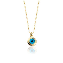 Load image into Gallery viewer, Glass Evil Eye Good Luck Charm Necklace in Real Gold
