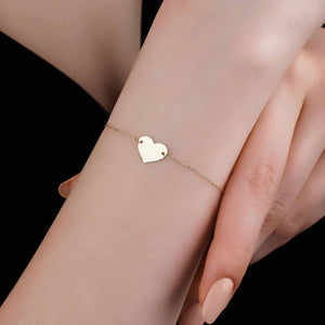 Minimalist Gold Heart Love Charm Bracelet