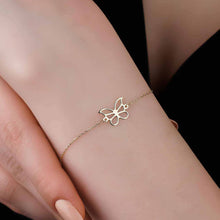 Load image into Gallery viewer, Dainty Gold Butterfly Charm Bracelet with Adjustable Chain

