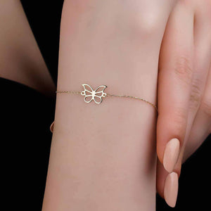 Dainty Gold Butterfly Charm Bracelet with Adjustable Chain