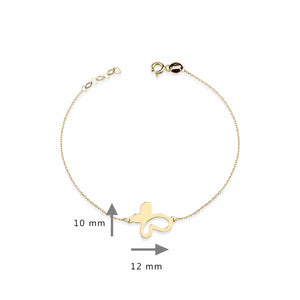 Simple Butterfly Charm Bracelet in Solid 14k Gold