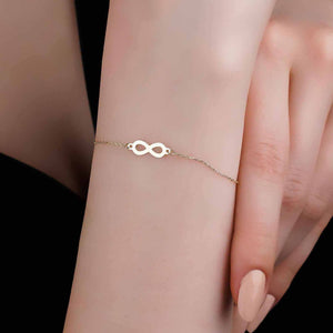 Solid 14k Gold Infinity Symbol Charm Bracelet