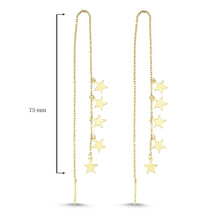 Load image into Gallery viewer, Cute Star Charm Threader Earrings in Solid 14kt Gold
