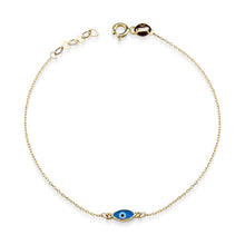 Load image into Gallery viewer, Tiny Evil Eye Charm Adjustable Bracelet in Real Gold
