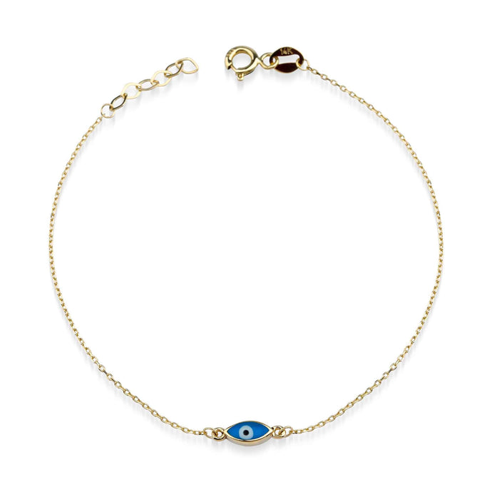 Tiny Evil Eye Charm Adjustable Bracelet in Real Gold