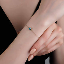 Load image into Gallery viewer, Blue Evil Eye Charm Bracelet in 14kt Gold
