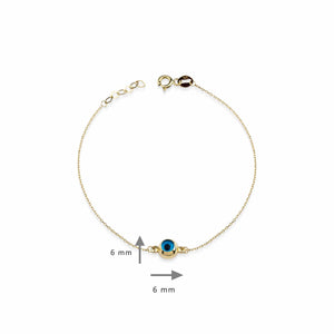 Blue Evil Eye Charm Bracelet in 14kt Gold