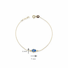 Load image into Gallery viewer, Gold Hamsa Hand Charm Bracelet with Evil Eye
