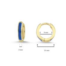 Load image into Gallery viewer, Mini Endless Hoop Earrings with Blue Enamel in Gold
